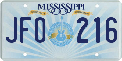 MS license plate JFO216