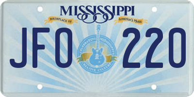 MS license plate JFO220