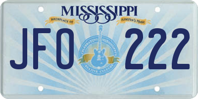 MS license plate JFO222