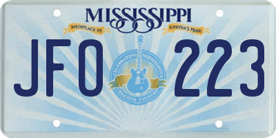 MS license plate JFO223