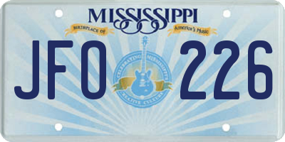 MS license plate JFO226