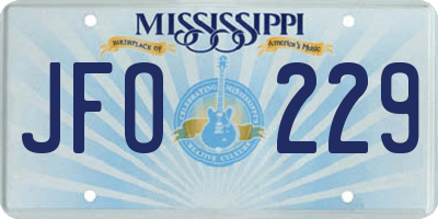 MS license plate JFO229