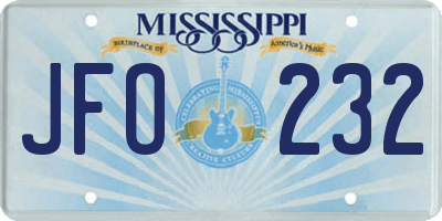 MS license plate JFO232