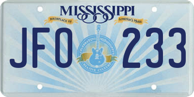 MS license plate JFO233