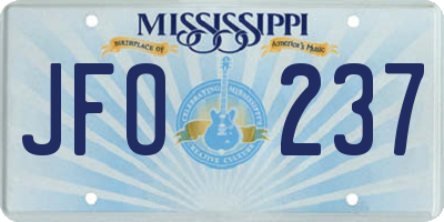 MS license plate JFO237