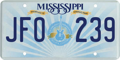 MS license plate JFO239