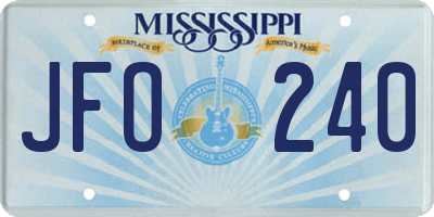 MS license plate JFO240
