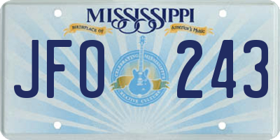 MS license plate JFO243