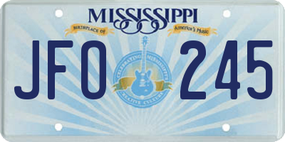 MS license plate JFO245