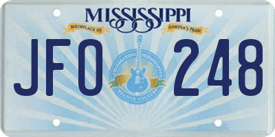 MS license plate JFO248