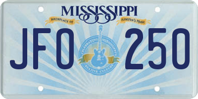 MS license plate JFO250