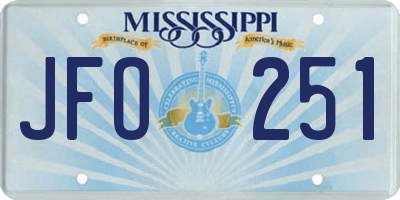 MS license plate JFO251