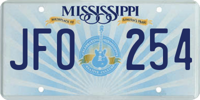 MS license plate JFO254
