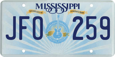 MS license plate JFO259