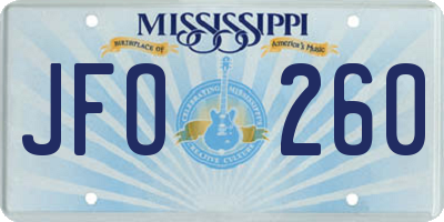 MS license plate JFO260
