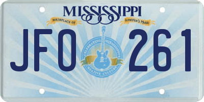 MS license plate JFO261