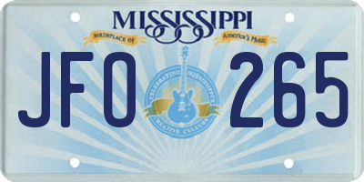 MS license plate JFO265