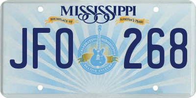 MS license plate JFO268