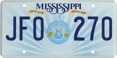 MS license plate JFO270