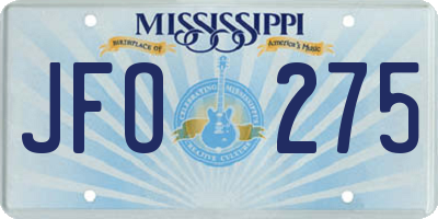 MS license plate JFO275