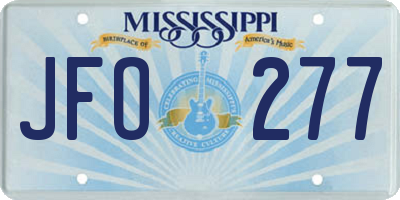 MS license plate JFO277