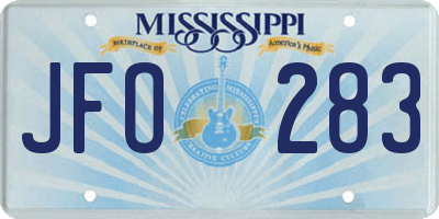 MS license plate JFO283