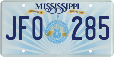 MS license plate JFO285