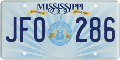 MS license plate JFO286