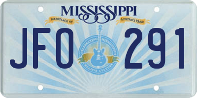 MS license plate JFO291