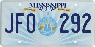 MS license plate JFO292