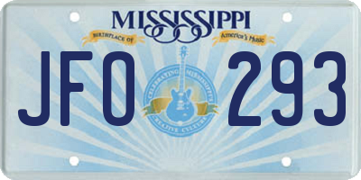 MS license plate JFO293