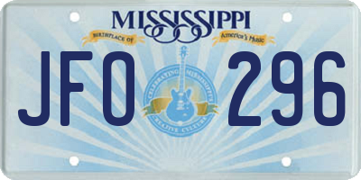 MS license plate JFO296