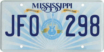 MS license plate JFO298