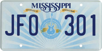 MS license plate JFO301