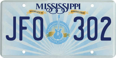 MS license plate JFO302