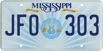MS license plate JFO303