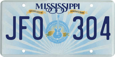 MS license plate JFO304