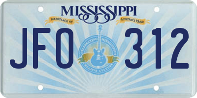 MS license plate JFO312