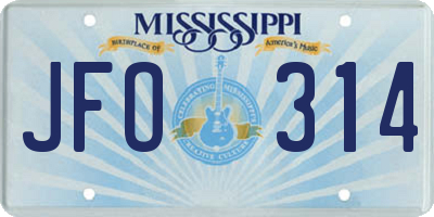 MS license plate JFO314