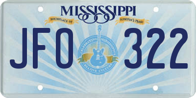 MS license plate JFO322