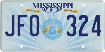 MS license plate JFO324