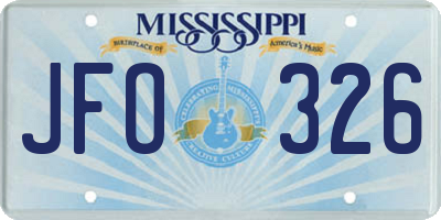 MS license plate JFO326