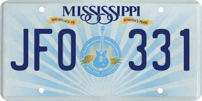 MS license plate JFO331