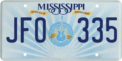 MS license plate JFO335