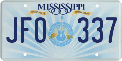 MS license plate JFO337