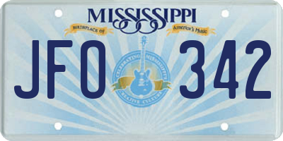 MS license plate JFO342