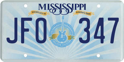 MS license plate JFO347