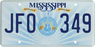 MS license plate JFO349