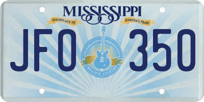 MS license plate JFO350