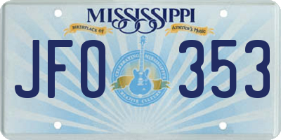 MS license plate JFO353